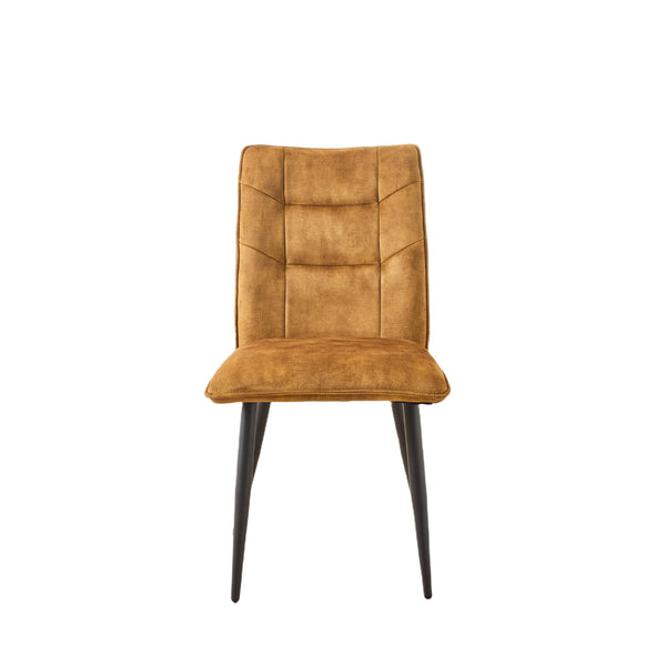 English Elm Modern Velvet Dining Chairs Set Of 2 - Stylish Mustard Yellow Cushions With Durable Iron Frames N842P284569Y