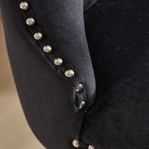 English Elm 25" High Back Velvet Counter Stools Set of 2 with Deep Button Tufting, Spring-Cushion Comfort & Chrome Base Black W1143P217851