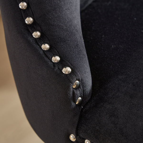 English Elm 25" Elegant Tufted Counter Bar Stools Set of 2 with Plush Spring Cushion and Chrome Durable Base Black W1143P217851