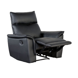 English Elm Black Leather‑Match Recliner Chair with Flared Padded Arms and Welt Trim — Stylish Comfort for Living Room Black 40 L x 31 W x 27 H B2741P387104