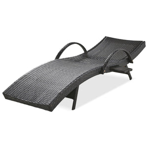 English Elm K&K 80" Outdoor Wicker Chaise Lounge Set of 2 with 2000H UV Wicker, Pull-Out Side Table, 4-Position Recliner Dark Brown WF321204AAD