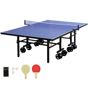 English Elm Double Fish Folding Mdf Table Tennis with Solo Practice Mode and 8 Locking Wheels W3087P251055