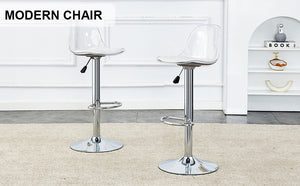 English Elm Modern PU Bar Stools Set of 2 — 360° Swivel, Height Adjustable, Waterproof Leather, Ergonomic White Finish W1151P200322
