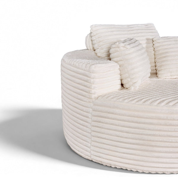 English Elm Round Modular Chenille Chaise Lounge Deep Seat Circular Sofa for Bedroom Living Room White W5527P461609