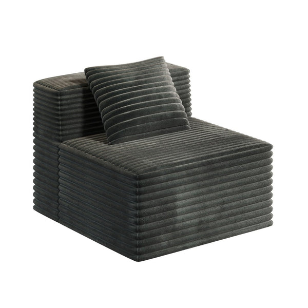 English Elm Single Corduroy Floor Sofa Modular Unit with Memory Foam Cushioning for Living Rooms W3434P329709