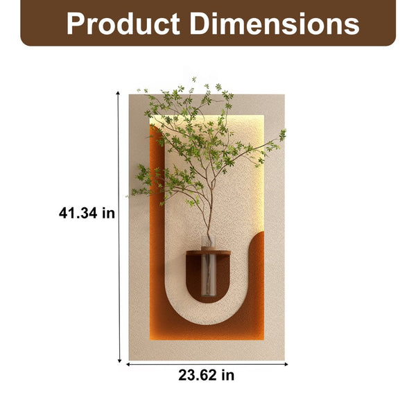 English Elm Adjustable Led Sandstone 3d Wall Art with Faux Botanicals and Rabbit Figurine Decor W2700P389347