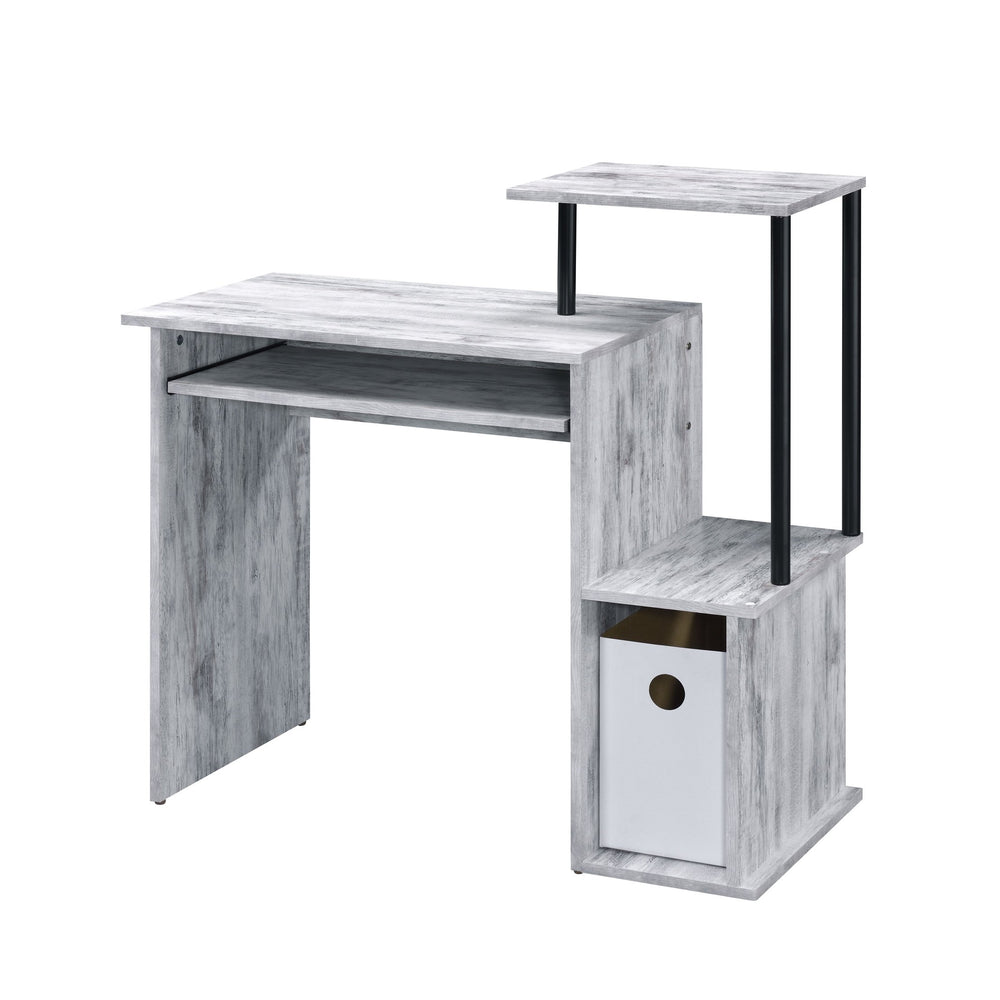 English Elm Antique White And Black Computer Desk With Keyboard Tray - Compact, Stylish Workspace Solution B062P184546