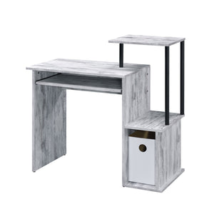 English Elm Antique White And Black Computer Desk With Keyboard Tray - Compact, Stylish Workspace Solution B062P184546