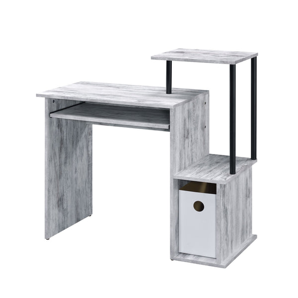 English Elm Antique White And Black Computer Desk With Keyboard Tray - Compact, Stylish Workspace Solution B062P184546