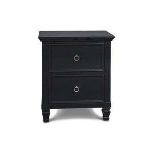 English Elm Dovie Black 2-Drawer Nightstand With Metal Hardware