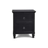 Black 2-Drawer Nightstand with Metal Hardware | Efficient Glides | Spacious Top | 23.88 x 17.00 x 27.00