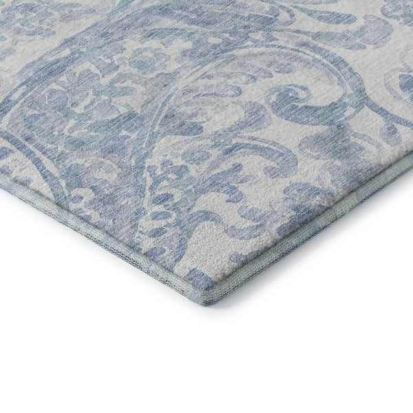HomeRoots 8' X 10' Sky Blue & Ivory Paisley Area Rug - Washable, UV-Protected, Durable, Ideal for Busy Homes 667010