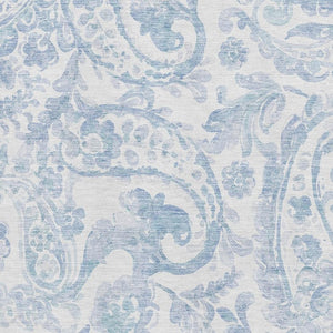 HomeRoots 8' X 10' Sky Blue & Ivory Paisley Area Rug - Washable, UV-Protected, Durable, Ideal for Busy Homes 667010