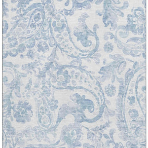 HomeRoots 8' X 10' Sky Blue & Ivory Paisley Area Rug - Washable, UV-Protected, Durable, Ideal for Busy Homes 667010