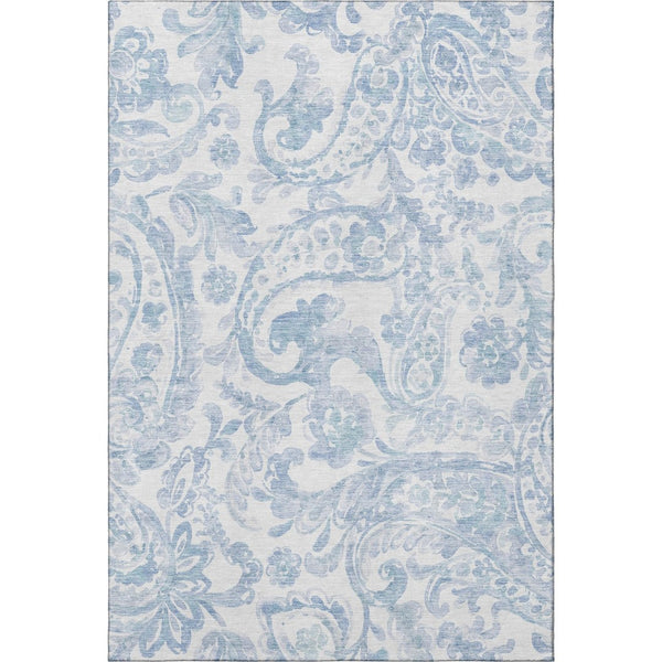 HomeRoots 9' X 12' Sky Blue Paisley Washable Area Rug - Durable, UV-Protected, Easy-Clean for Homes with Kids & Pets 667011