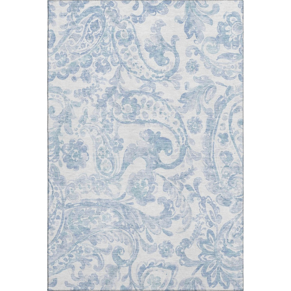 HomeRoots 10' Sky Blue and Ivory Paisley Area Rug - Washable, UV-Protected, Family-Friendly Design for Any Room 667012