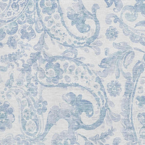 HomeRoots 10' Sky Blue and Ivory Paisley Area Rug - Washable, UV-Protected, Family-Friendly Design for Any Room 667012