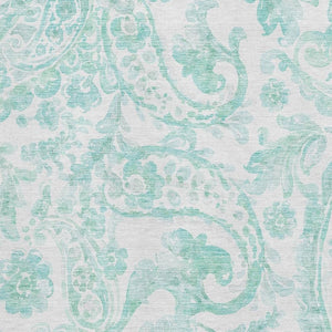 HomeRoots 5' X 8' Turquoise & Ivory Paisley Area Rug - Stylish, Durable, Stain-Resistant, UV-Protected Floor Covering 667014