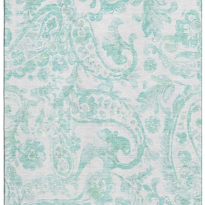 HomeRoots 8' X 10' Turquoise and Ivory Paisley Area Rug - Stain Resistant, UV Protected, Perfect for Homes 667016