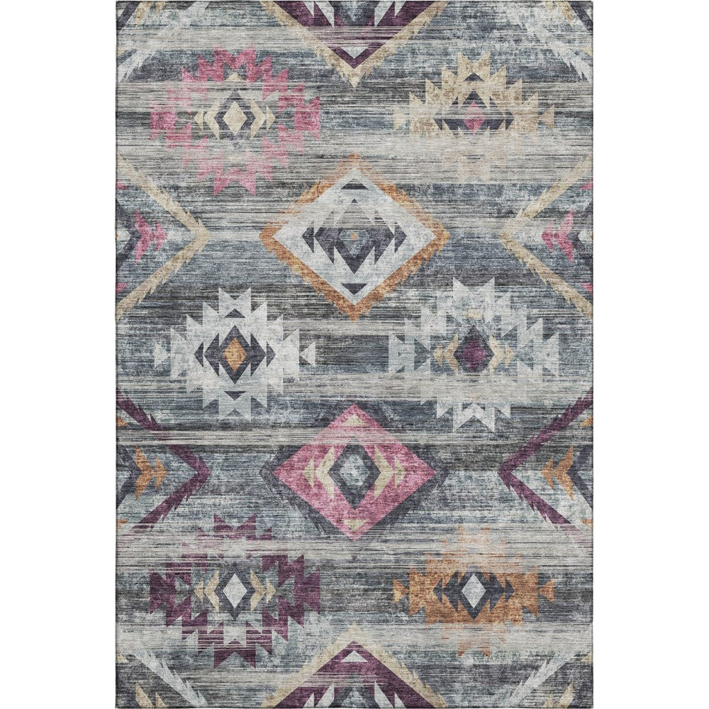 HomeRoots 8' X 10' Southwestern Washable Area Rug in Gray, Gold & Blush - Durable, UV Resistant & Stylish! 667028