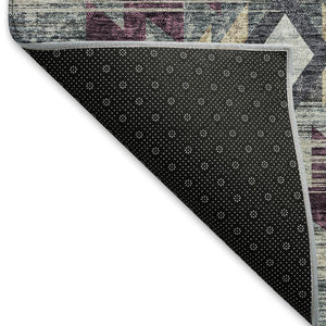 HomeRoots 9' X 12' Stylish Southwestern Area Rug in Gray, Gold & Blush - Washable, UV Protected & Durable! 667029