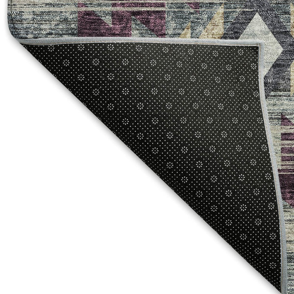 HomeRoots 9' X 12' Stylish Southwestern Area Rug in Gray, Gold & Blush - Washable, UV Protected & Durable! 667029