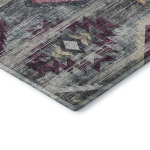 HomeRoots 9' X 12' Stylish Southwestern Area Rug in Gray, Gold & Blush - Washable, UV Protected & Durable! 667029