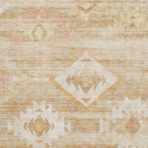 HomeRoots 5' X 8' Southwestern Washable Area Rug - Copper & Ivory, UV-Resistant, Durable for High-Traffic Areas 667050