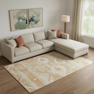 HomeRoots 8' X 10' Copper and Ivory Southwestern Area Rug - UV Protected, Stain Resistant, Durable Design! 667052