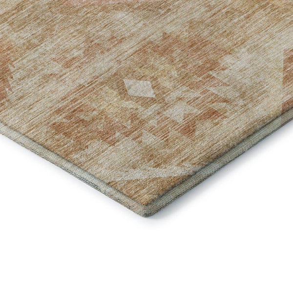 HomeRoots 8' X 10' Copper and Ivory Southwestern Area Rug - UV Protected, Stain Resistant, Durable Design! 667052
