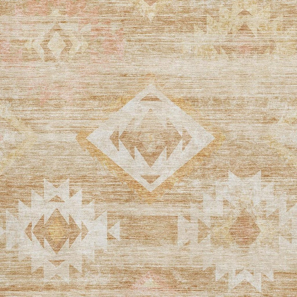 HomeRoots 8' X 10' Copper and Ivory Southwestern Area Rug - UV Protected, Stain Resistant, Durable Design! 667052