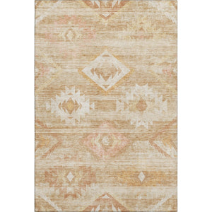 HomeRoots 9' X 12' Copper and Ivory Southwestern Area Rug - Durable, Stain-Resistant, UV Protected, Washable 667053