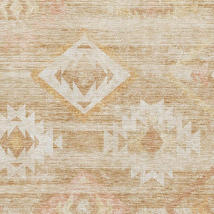 HomeRoots 9' X 12' Copper and Ivory Southwestern Area Rug - Durable, Stain-Resistant, UV Protected, Washable 667053
