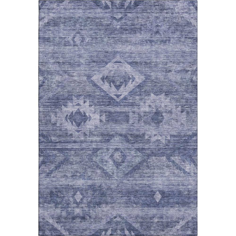 HomeRoots 5' X 8' Navy Blue & Ivory Southwestern Area Rug – Washable, UV Protected, Stain Resistant, Durable Design 667056