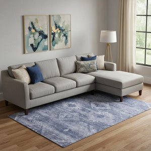 HomeRoots 8' X 10' Navy Blue & Ivory Southwestern Area Rug - Washable, UV Protected, Durable for High-Traffic Homes 667058
