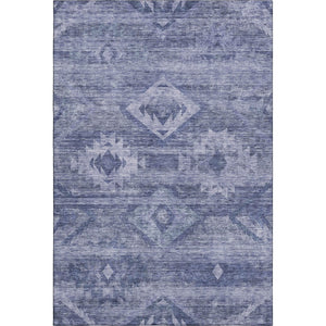 HomeRoots 9' X 12' Navy Blue and Ivory Southwestern Area Rug – Washable, Stain Resistant, UV Protected Design 667059
