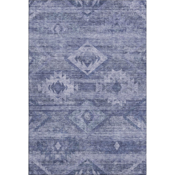 HomeRoots 9' X 12' Navy Blue and Ivory Southwestern Area Rug – Washable, Stain Resistant, UV Protected Design 667059