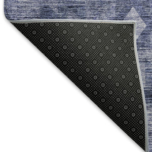 HomeRoots 9' X 12' Navy Blue and Ivory Southwestern Area Rug – Washable, Stain Resistant, UV Protected Design 667059