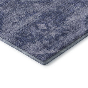 HomeRoots 9' X 12' Navy Blue and Ivory Southwestern Area Rug – Washable, Stain Resistant, UV Protected Design 667059