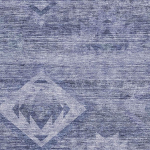 HomeRoots 9' X 12' Navy Blue and Ivory Southwestern Area Rug – Washable, Stain Resistant, UV Protected Design 667059