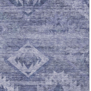 HomeRoots 9' X 12' Navy Blue and Ivory Southwestern Area Rug – Washable, Stain Resistant, UV Protected Design 667059