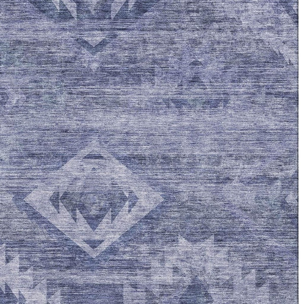 HomeRoots 9' X 12' Navy Blue and Ivory Southwestern Area Rug – Washable, Stain Resistant, UV Protected Design 667059