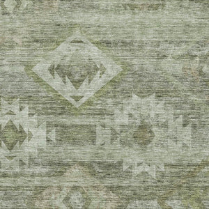HomeRoots 8' X 10' Olive Green & Ivory Southwestern Area Rug - Washable, Stain-Resistant, UV Protected Design! 667064