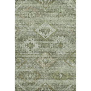 HomeRoots 10' X 14' Olive Green & Ivory Southwestern Area Rug - Washable, UV-Protected, Durable Design! 667066