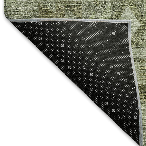 HomeRoots 10' X 14' Olive Green & Ivory Southwestern Area Rug - Washable, UV-Protected, Durable Design! 667066