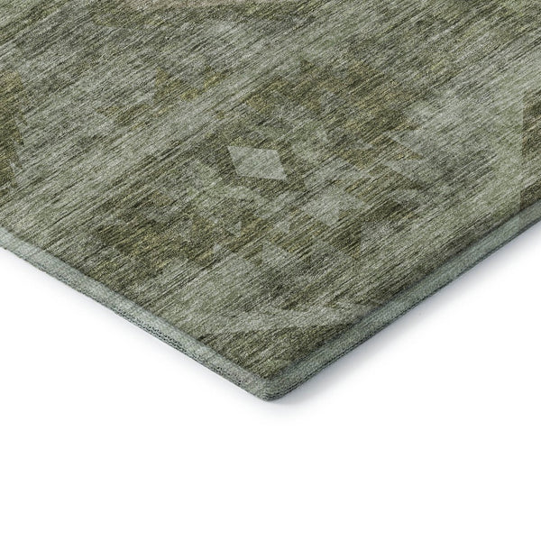 HomeRoots 10' X 14' Olive Green & Ivory Southwestern Area Rug - Washable, UV-Protected, Durable Design! 667066
