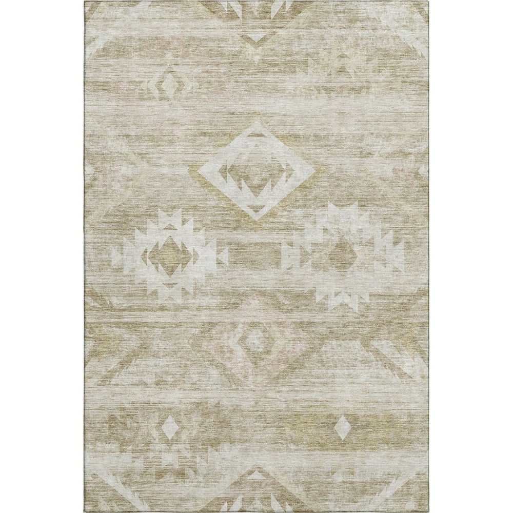HomeRoots 5' X 8' Southwestern Area Rug in Taupe & Ivory - Washable, UV Protected, Perfect for Families & Pets 667080