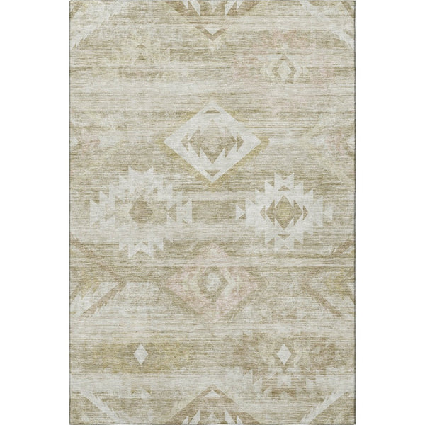 HomeRoots 5' X 8' Southwestern Area Rug in Taupe & Ivory - Washable, UV Protected, Perfect for Families & Pets 667080