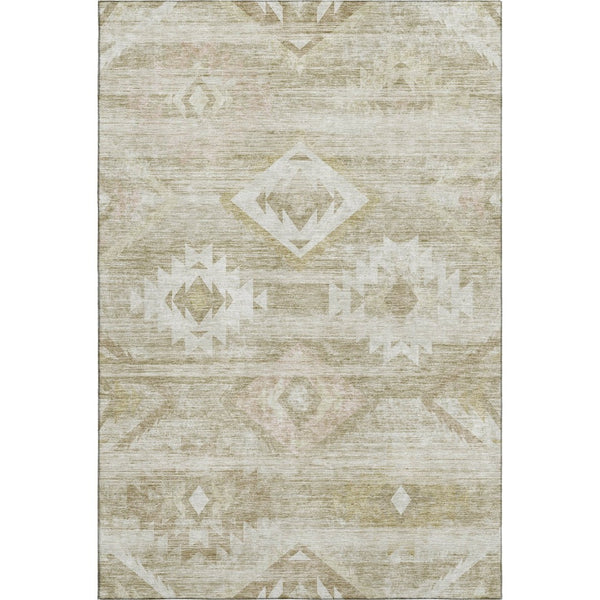 HomeRoots 8' X 10' Southwestern Area Rug in Taupe & Ivory - Durable, Washable, UV Protected for Every Home 667082