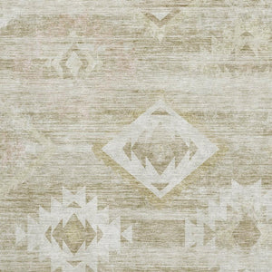HomeRoots 8' X 10' Southwestern Area Rug in Taupe & Ivory - Durable, Washable, UV Protected for Every Home 667082